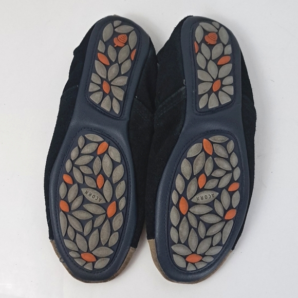 Acorn suede slip on ballet flats contrast toe cap elastic stretch heel sz8 - Picture 5 of 12